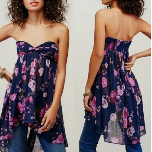 NWT FREE PEOPLE Medium Mirage Strapped OR Bandeau Print top Blouse $88 - Picture 3 of 10